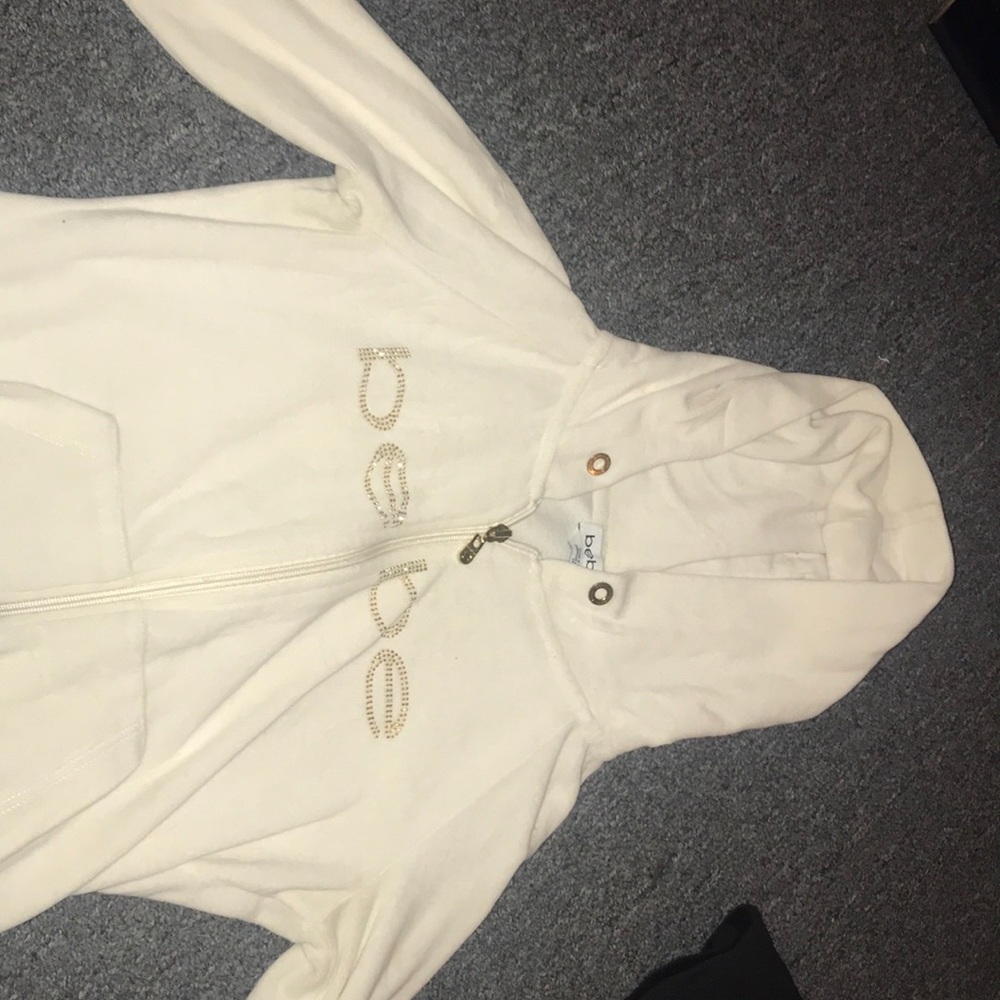 Off white Bebe velour zip up